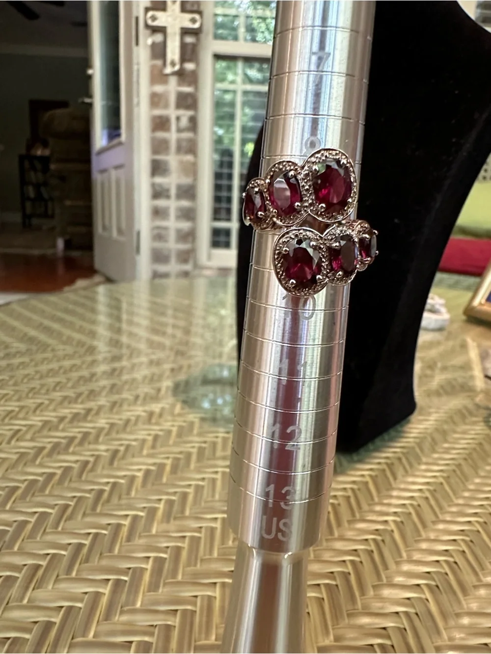 Vintage-Style Sterling Garnet Cocktail Ring - Silver